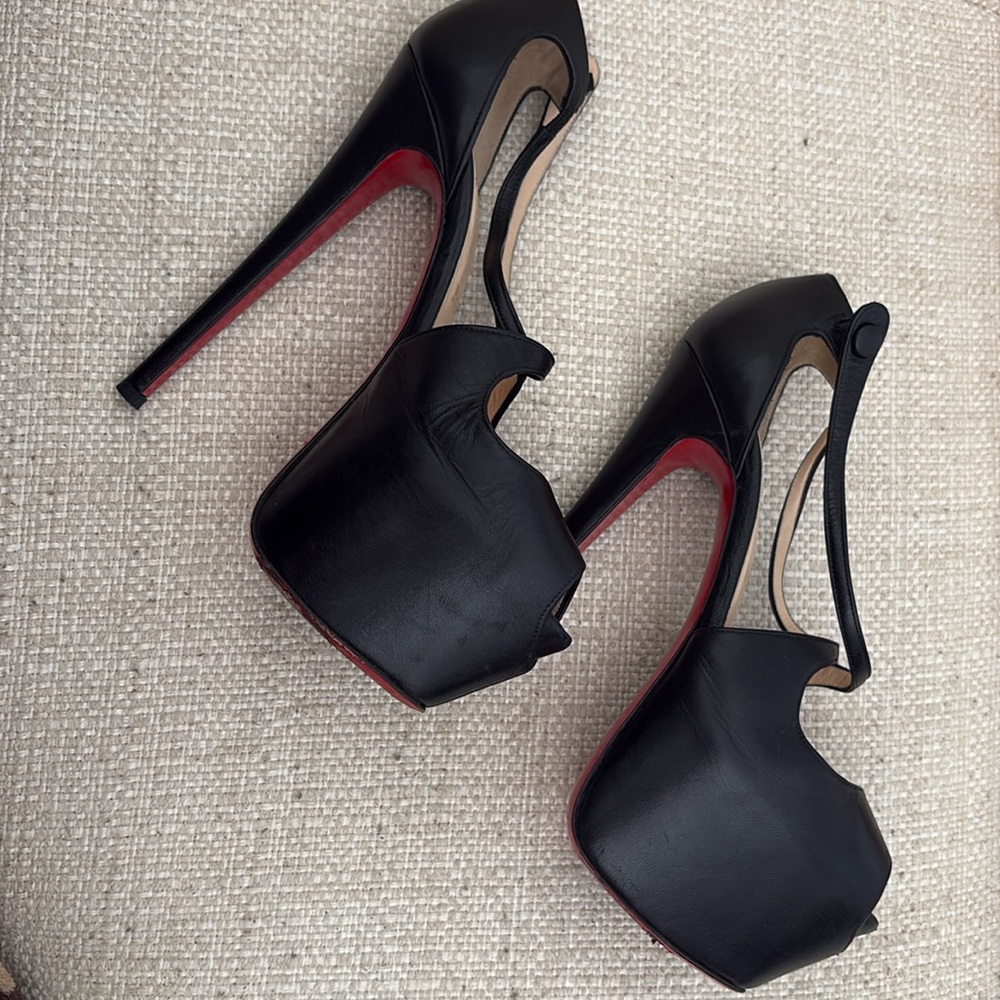 Christian Louboutin Black Peep Toe Heels